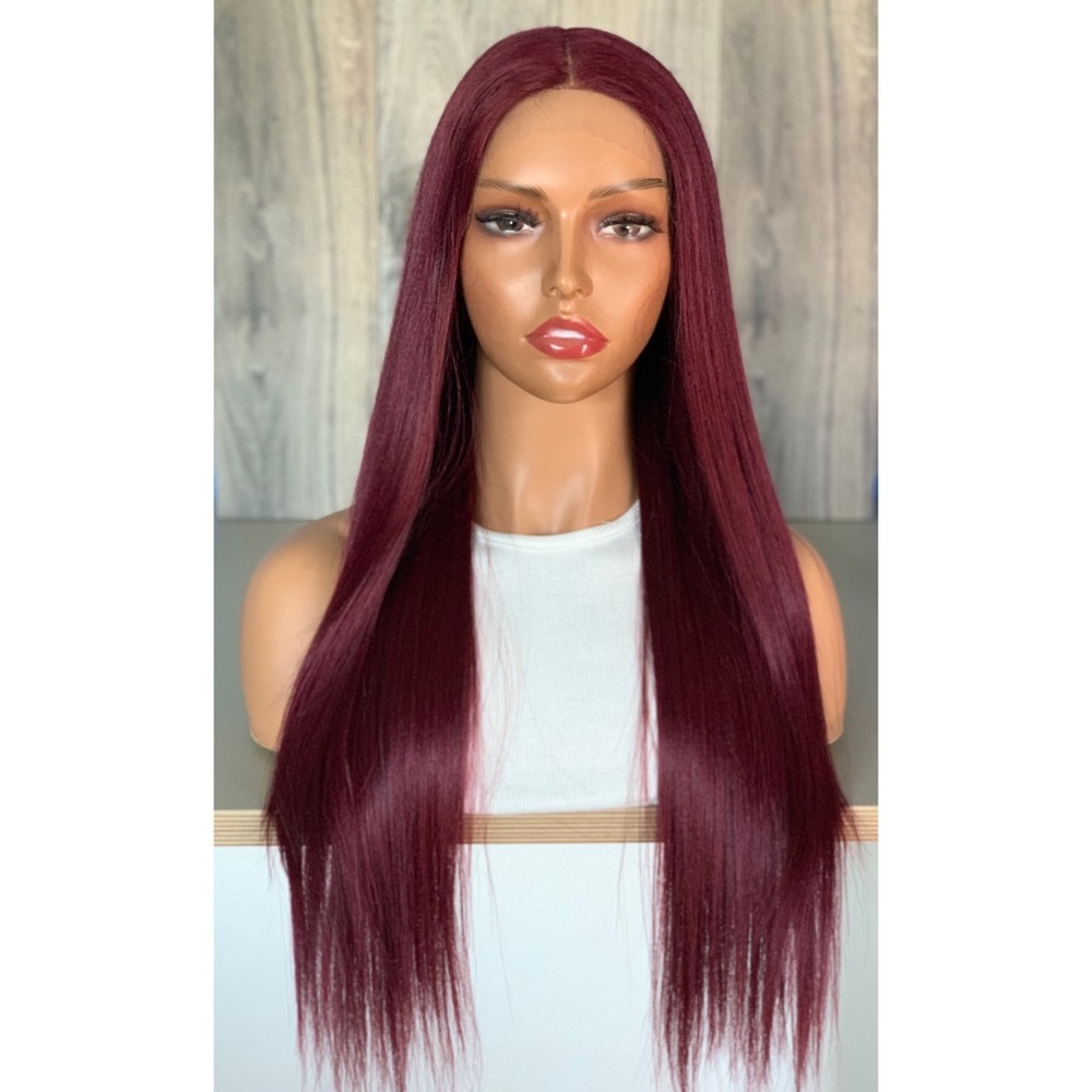 Burgundy Red Straight Lace Front Wig